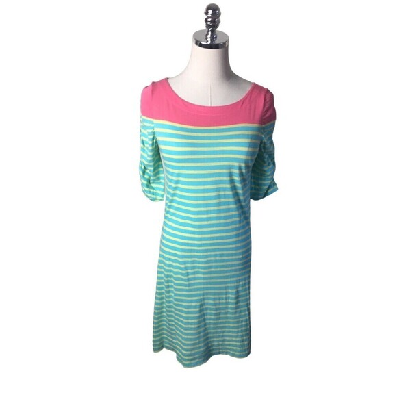 Lilly Pulitzer Women's Small Color Block Striped Kaleb Shirt Dress Cotton Blue - Picture 2 of 7